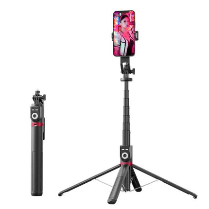 Handy Selfie Stick for Capturing Daily Life Moments with four-leg tripod, remote control and adjustable angles for steady vlogs and travel photos