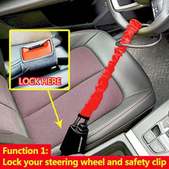 Heavy-Duty Anti-Theft Steering Wheel Lock with Wire Rope Security System