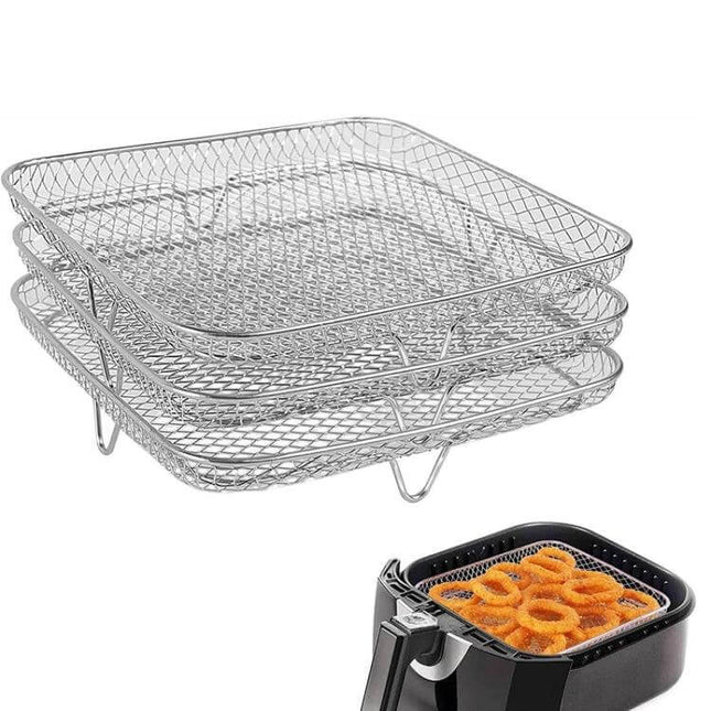 Air Fryer Accessories Three Layer Steam Rack Stackable stainless steel 3 removable trays for steaming drying reheating, fits air fryer and pressure cooker
