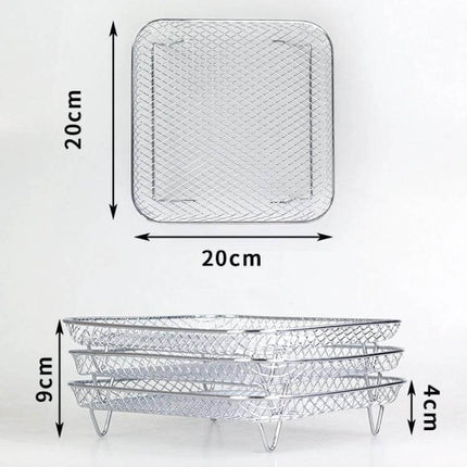 Air Fryer Accessories Three Layer Steam Rack Stackable stainless steel square 20x20cm stackable removable trays dishwasher-safe