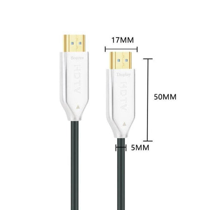 Fiber Optical HDMI Cable for Long-Distance Device Connections – white HDMI connectors with gold-plated tips, 17mm head, 50mm length, 5mm neck
