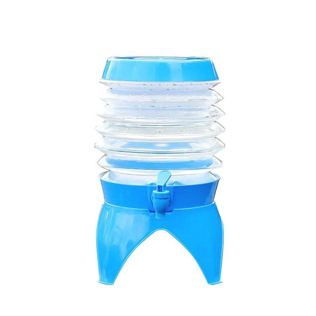 Outdoor Camping Car Retractable Folding Bucket With Faucet 5.5L collapsible blue PP water container with built-in faucet and stand for camping