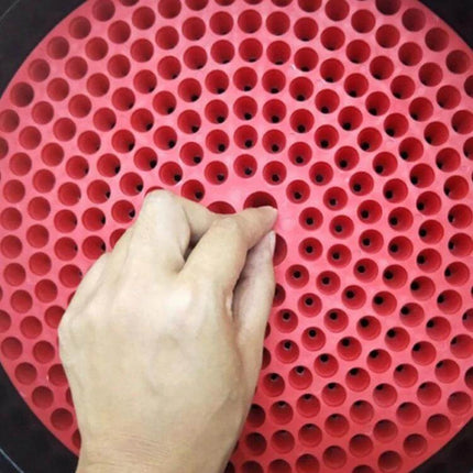 Aquarium Gravel Isolation Net for Sediment Filtering, Large 26cm - hand demonstrating red perforated PP isolation net for gravel sediment control