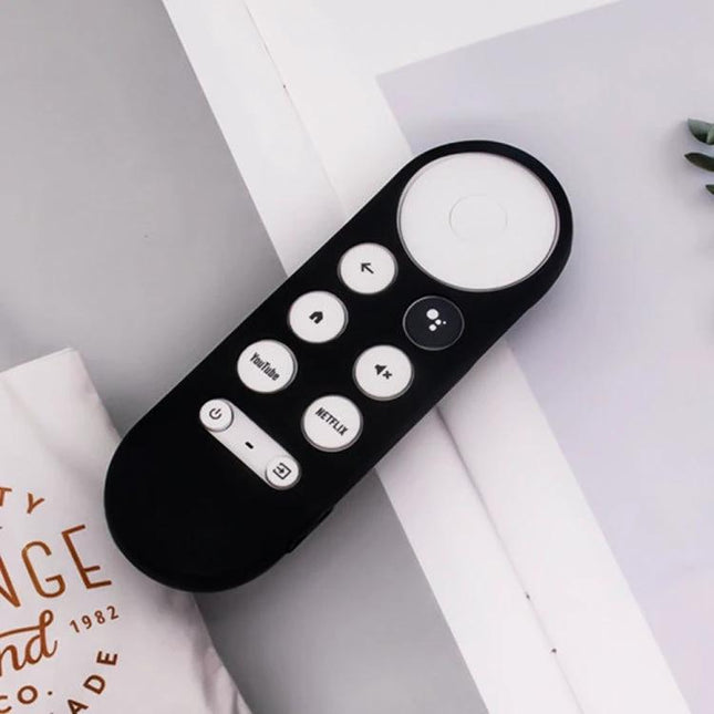 Silicone Protective Case for Google Chromecast Remote with Anti-Slip Design black silicone cover protecting remote on table