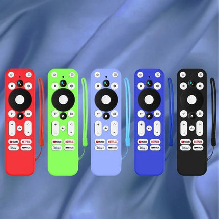 Soft Silicone Protective Cover for ONN Android TV Remote Control in multiple colors showing red green lavender blue and black silicone covers