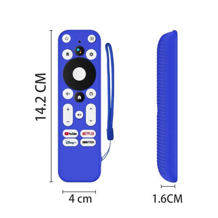 Soft Silicone Protective Cover for ONN Android TV Remote Control — blue silicone case with wrist strap, 14.2×4×1.6 cm protective sleeve
