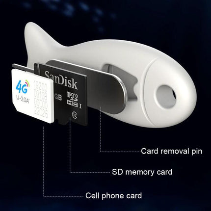 SIM Card Extractor for Easy Phone Card Removal compact silicone fish-shaped tool holding SIM and SD cards for safe removal