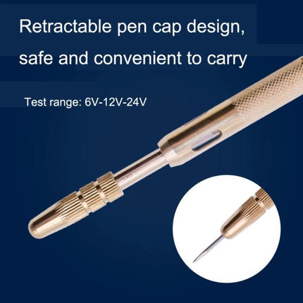 Practical LED Test Pen for Home Vehicle Repair Tasks - retractable cap metal test pen for 6V/12V/24V diagnostics, safe convenient carry