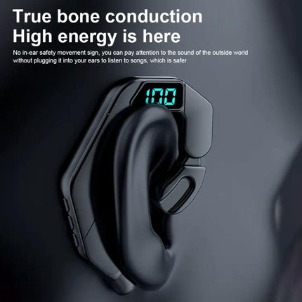 V19 Bone Conduction Digital Display Stereo Hanging Ear Sports Bluetooth Headset, V19 White, V19 Pink, V19 Blue, V19 Green, V19 Black