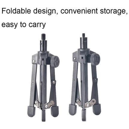 Versatile Desktop Tripod Stand for Microphones and Devices showing foldable metal desktop tripod for microphones and phones, compact and portable