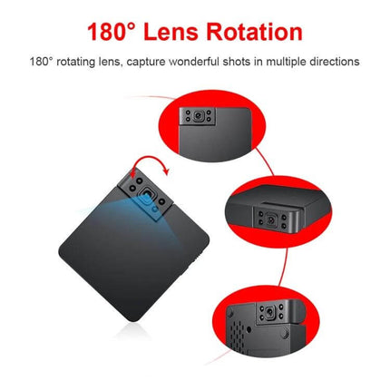 Compact WiFi Camera for Secure Child Monitoring with Night Vision showing 180° lens rotation and multiple viewing angles for home monitoring