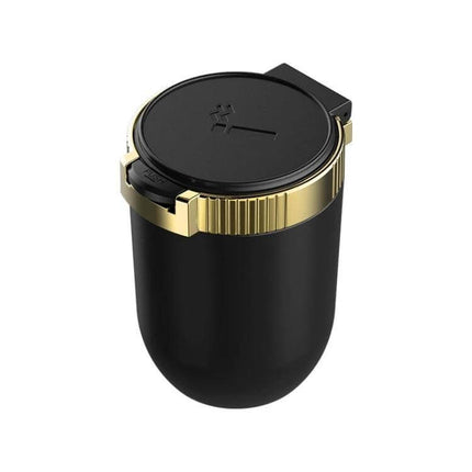 Car Universal Multifunctional Ashtray With Cover For Clean Rides - black ABS with stainless steel liner, sealed lid and one-handed use