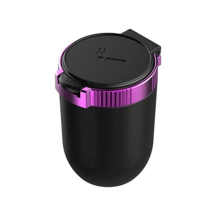 Car Universal Multifunctional Ashtray With Cover For Clean Rides compact ABS stainless steel liner one-handed car ashtray with sealed lid, purple trim