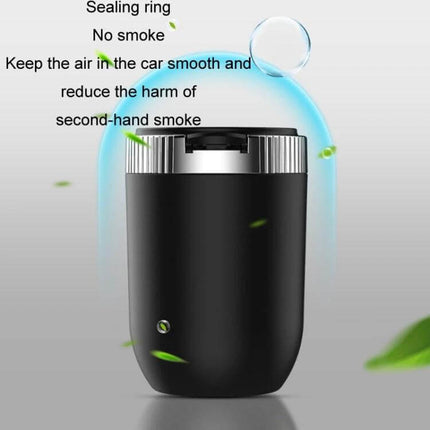 Car Universal Multifunctional Ashtray With Cover For Clean Rides - black ABS exterior with stainless steel liner, sealed lid for no-smoke, one-handed use