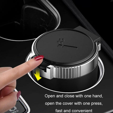 Car Universal Multifunctional Ashtray With Cover For Clean Rides — compact one-handed ABS ashtray with stainless steel liner, sealed lid to prevent odors (black)