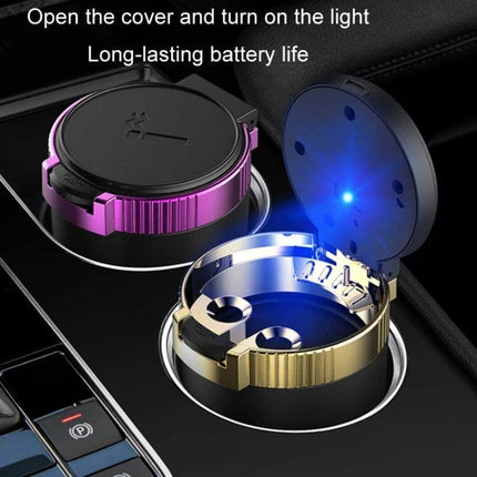 Car Universal Multifunctional Ashtray With Cover For Clean Rides — compact ABS ashtray with stainless steel liner, sealed lid, LED light and one-handed use