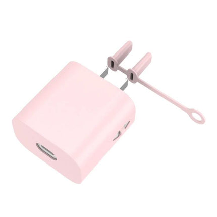 AC01 Silicone Charger Protective Cover Apple 18W 20W 5W Huawei Honor 40W 66W - pink silicone protective cover with bundled charger pins and lanyard