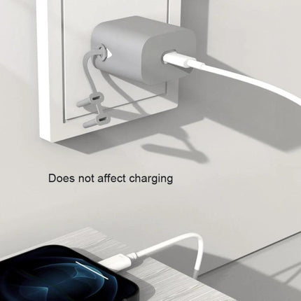 AC01 Silicone Charger Protective Cover Apple 18W 20W 5W Huawei Honor 40W 66W gray silicone charger cover with cable organizer, breathable anti-scratch protection