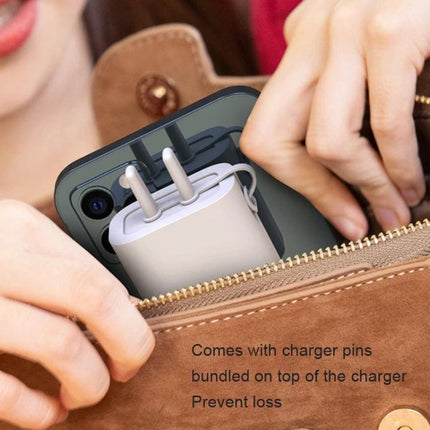 AC01 Silicone Charger Protective Cover Apple 18W 20W 5W Huawei Honor 40W 66W white silicone cover with bundled charger pins shown in a purse