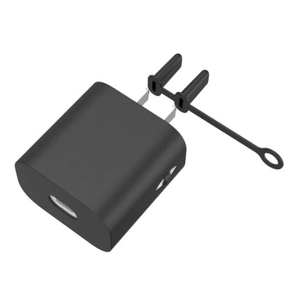 AC01 Silicone Charger Protective Cover Apple 18W 20W 5W Huawei Honor 40W 66W - black silicone guard with anti-scratch pins and breathable heat-dissipating design