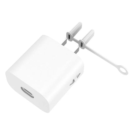 AC01 Silicone Charger Protective Cover Apple 18W 20W 5W Huawei Honor 40W 66W white silicone cover with bundled charger pins, breathable anti-scratch 1.3mm protection