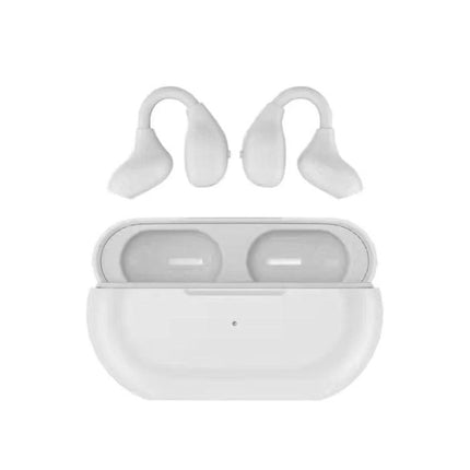 Wireless Bluetooth Sports Headset With Secure Clip Ear Fit White compact in-ear with charging case, clip-ear stabilization for workouts