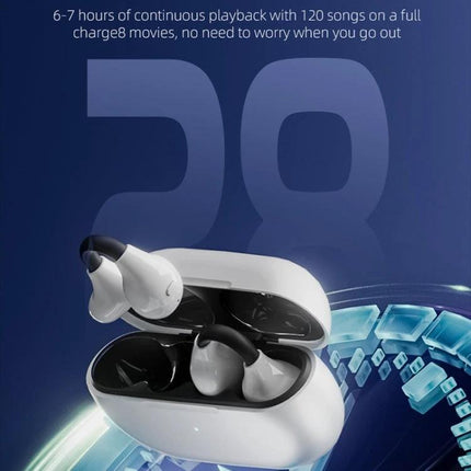 Wireless Bluetooth Sports Headset With Secure Clip Ear Fit White compact in-ear design with clip and charging case