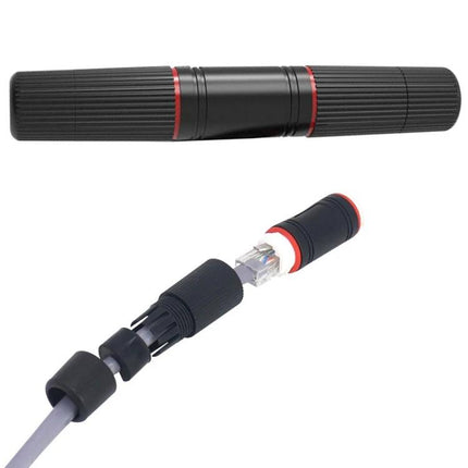 Waterproof Outdoor Network Cable Extension for Secure Connections IP67 rated outdoor RJ45 inline coupler, dust- and rainproof cable splice