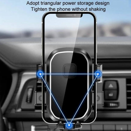 Car Air Outlet Phone Holder Mirror Black For Navigation mounted on car vent with spiral arm, ABS body and metal hook holding phone securely