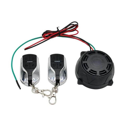 12V Motorcycle Anti-Theft Remote Horn Alarm With 1 Remote - black siren and two remotes with wiring, 115–120 dB motorcycle alarm kit