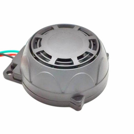 12V Motorcycle Anti-Theft Remote Horn Alarm With 1 Remote mounted black round alarm horn unit with wires for 12V motorcycle security