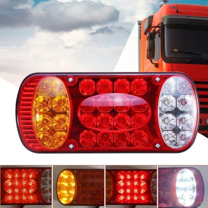 Trailer Tail Light Red For Trucks And Trailers Easy To Install - 12V LED red lens tail light, compact 21.5x9.5x5.3cm polycarbonate housing for trucks and trailers