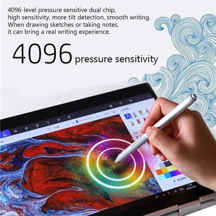 Stylus Pen for HP EliteBook and ZBook Touchscreens showing 4096-level pressure sensitivity for precise drawing and note-taking on touchscreen laptop