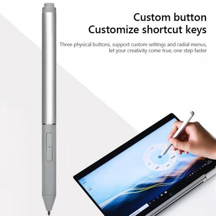 Stylus Pen for HP EliteBook and ZBook Touchscreens used on touchscreen laptop showing custom shortcut buttons and magnetic connection