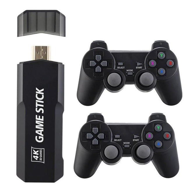 Wireless Game Console for TV with Built-in Games Library black HDMI stick and two wireless controllers for multiplayer retro gaming