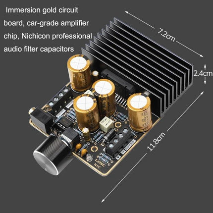 DIY Car Audio Amplifier with 2.1 Channels for Vehicle Systems - compact board with gold-sunk wiring, large capacitors and heat sink for car audio upgrades