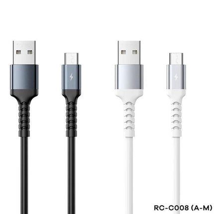 Remax RC-C008 2.4A TPE Soft Anti Breakage Data Cable 1m USB C Micro USB 8 Pin – 1m TPE cable with USB-A to Micro/USB-C fast charging, 2.4A, anti-break design