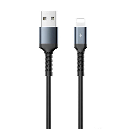 Remax RC-C008 2.4A TPE Soft Anti Breakage Data Cable 1m USB C Micro USB 8 Pin - 1m black TPE cable with reinforced strain relief and aluminum alloy connector