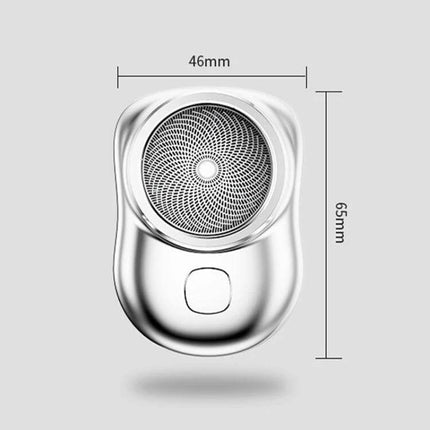 Electric Mini Shaver USB Rechargeable For Everyday Grooming — compact silver 46x65mm ergonomic travel shaver with Type-C charging and one-button design