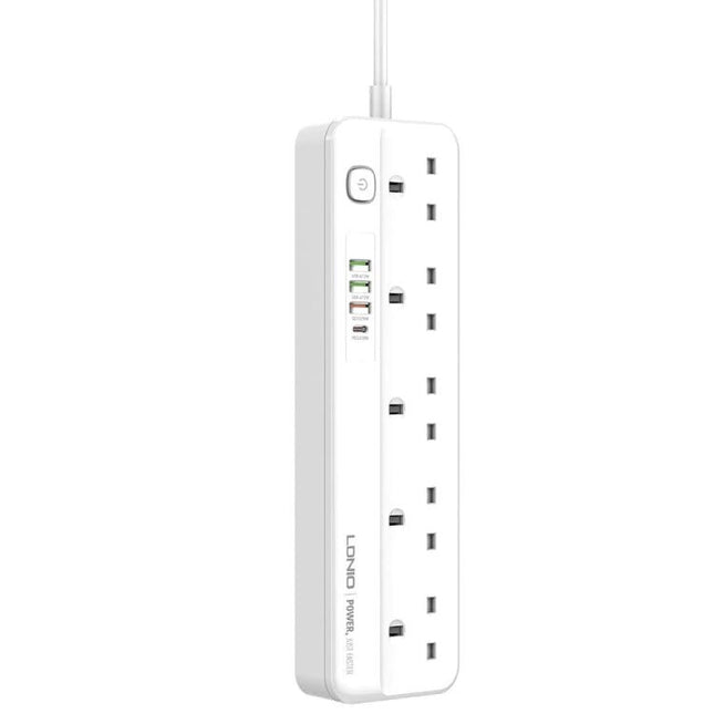 LDNIO Multifunctional Travel Charging Socket for Home and Office compact white power strip with USB ports and multiple outlets