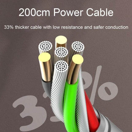 LDNIO Multifunctional Travel Charging Socket for Home and Office showing 200cm power cable with thicker low-resistance multi-core wires