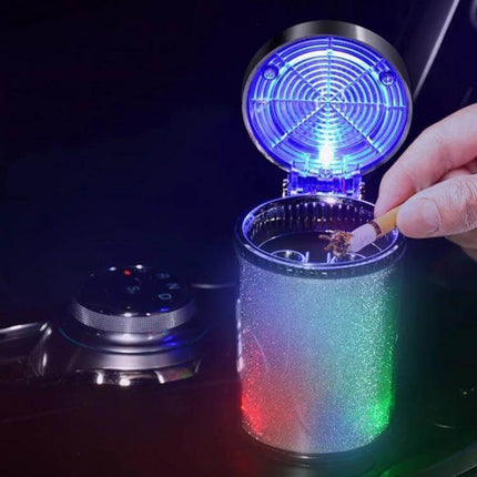 Car Air Conditioner Outlet Ashtray With Blue LED Light - compact vent ashtray with clamshell lid and blue LED for clean car interior