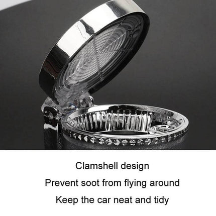 Car Air Conditioner Outlet Ashtray With Blue LED Light - compact clamshell ashtray for car vents, prevents soot, bracket for dashboard placement