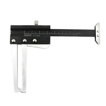 Steel Tire Tread Depth and Width Measuring Gauge shown in steel caliper style for measuring tire tread depth and width