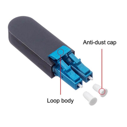 LC Single Mode Optical Fiber Loop Connector for Network Use - blue LC loop body with anti-dust caps, ceramic core fiber connector for data centers