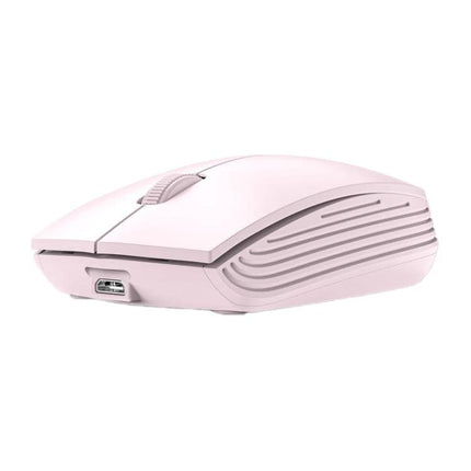 Compact Portable 3-Button Wireless Mouse for Laptops and Desktops in pink, slim rechargeable design with textured side grips