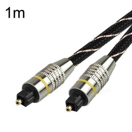 EMK Digital Optical Fiber Audio Cable for High-Definition Connections - 1m Toslink SPDIF cable with braided jacket and metal connectors