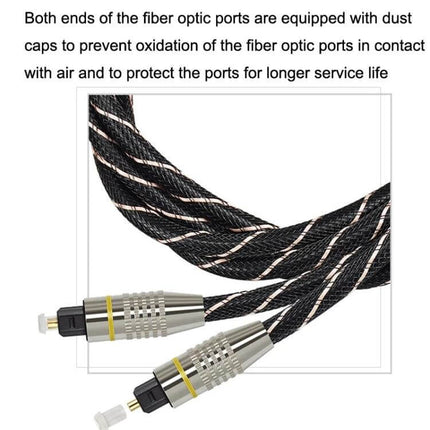 EMK Digital Optical Fiber Audio Cable for High-Definition Connections - braided Toslink cable with dust caps and metal connectors