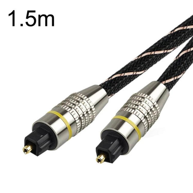 EMK Digital Optical Fiber Audio Cable for High-Definition Connections 1.5m braided Toslink cable with metal connectors
