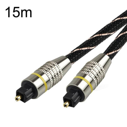 EMK Digital Optical Fiber Audio Cable for High-Definition Connections 15m braided Toslink SPDIF cable with metal connectors